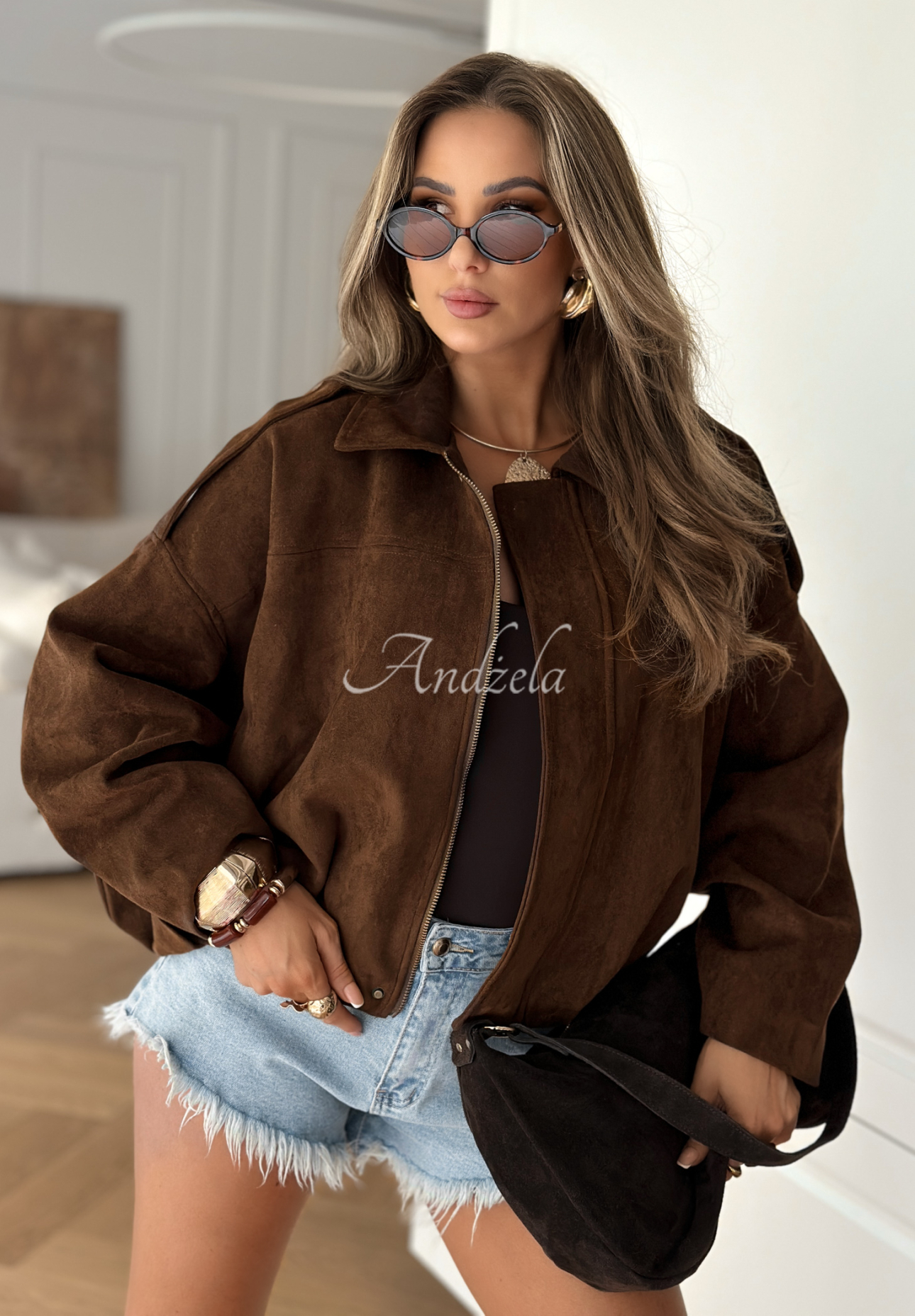 Wildlederjacke Oklahoma City Schokoladenbraun