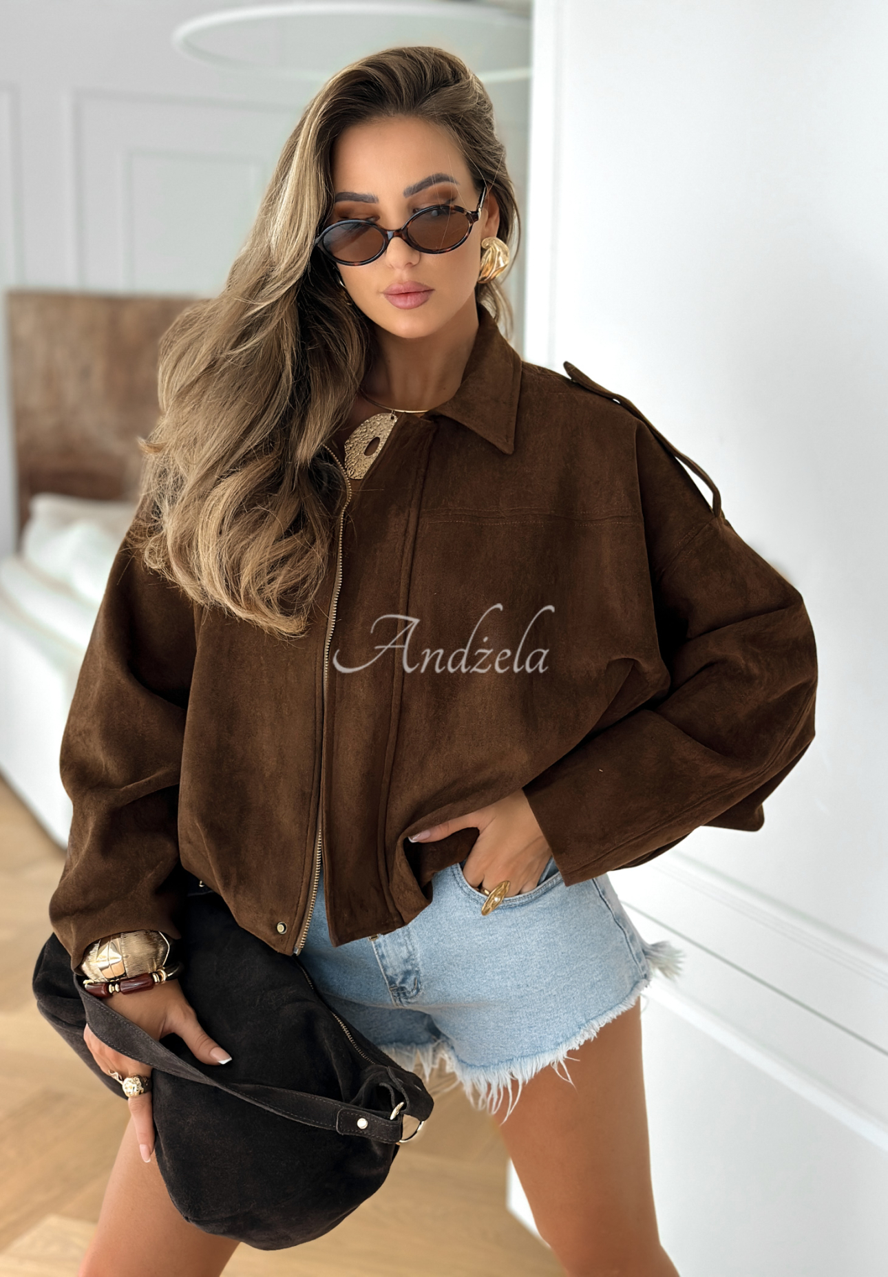 Wildlederjacke Oklahoma City Schokoladenbraun