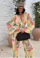 Hose wide leg Mit Muster La Milla Sunbathing Today Bananengelb