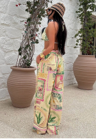 Hose wide leg Mit Muster La Milla Sunbathing Today Bananengelb