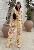 Hose wide leg Mit Muster La Milla Sunbathing Today Bananengelb