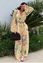 Hose wide leg Mit Muster La Milla Sunbathing Today Bananengelb