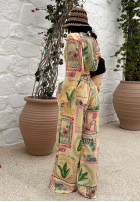 Hose wide leg Mit Muster La Milla Sunbathing Today Bananengelb
