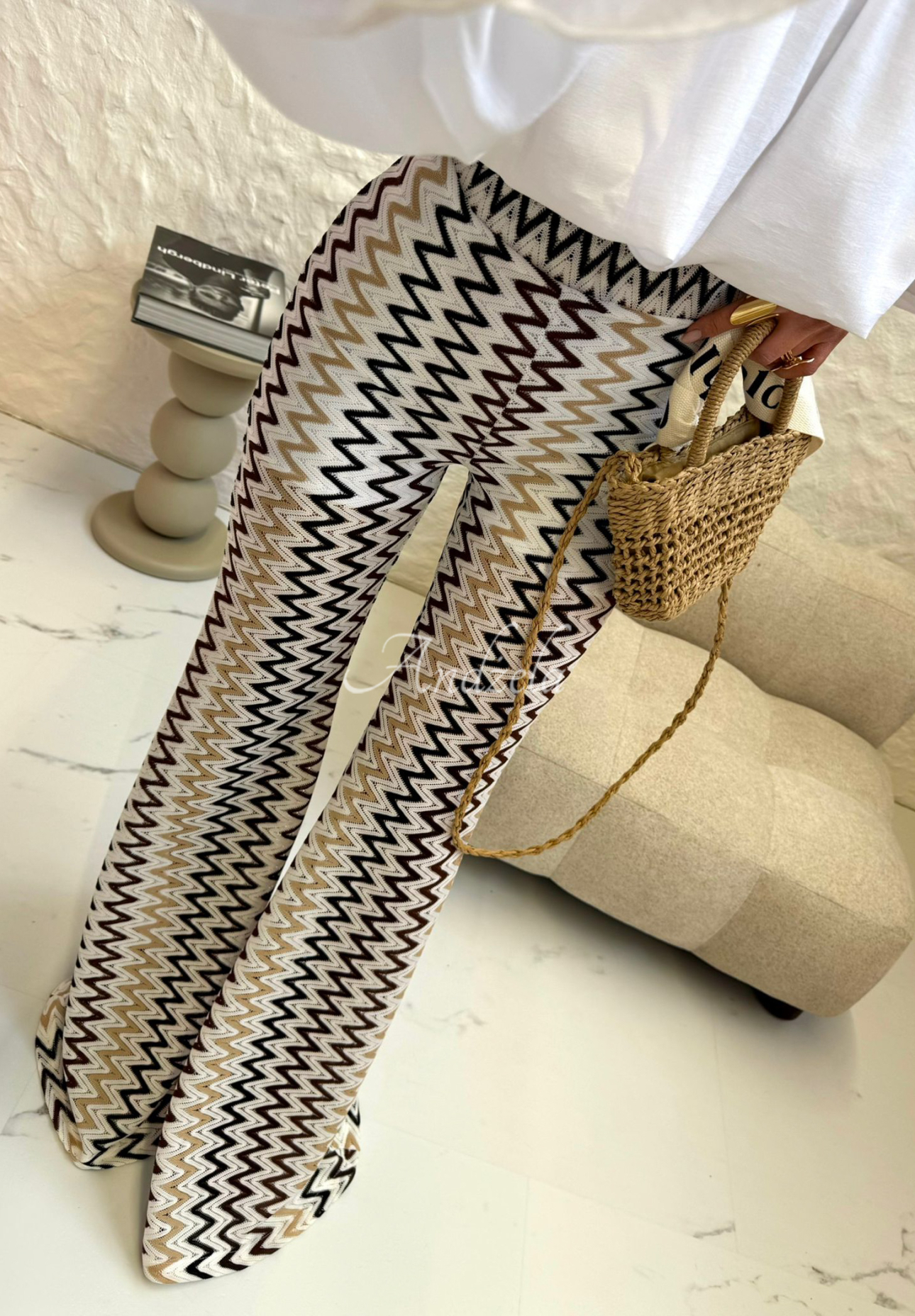 Schlaghose mit Lochmuster La Milla Sun-Kissed Shades weiß-Braun