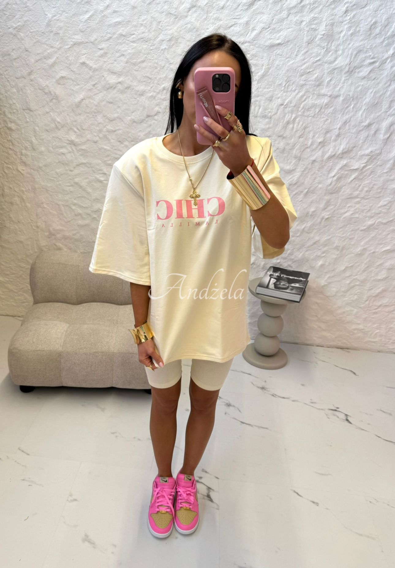 T-Shirt mit Print La Milla I Got Me  Vanillefarben