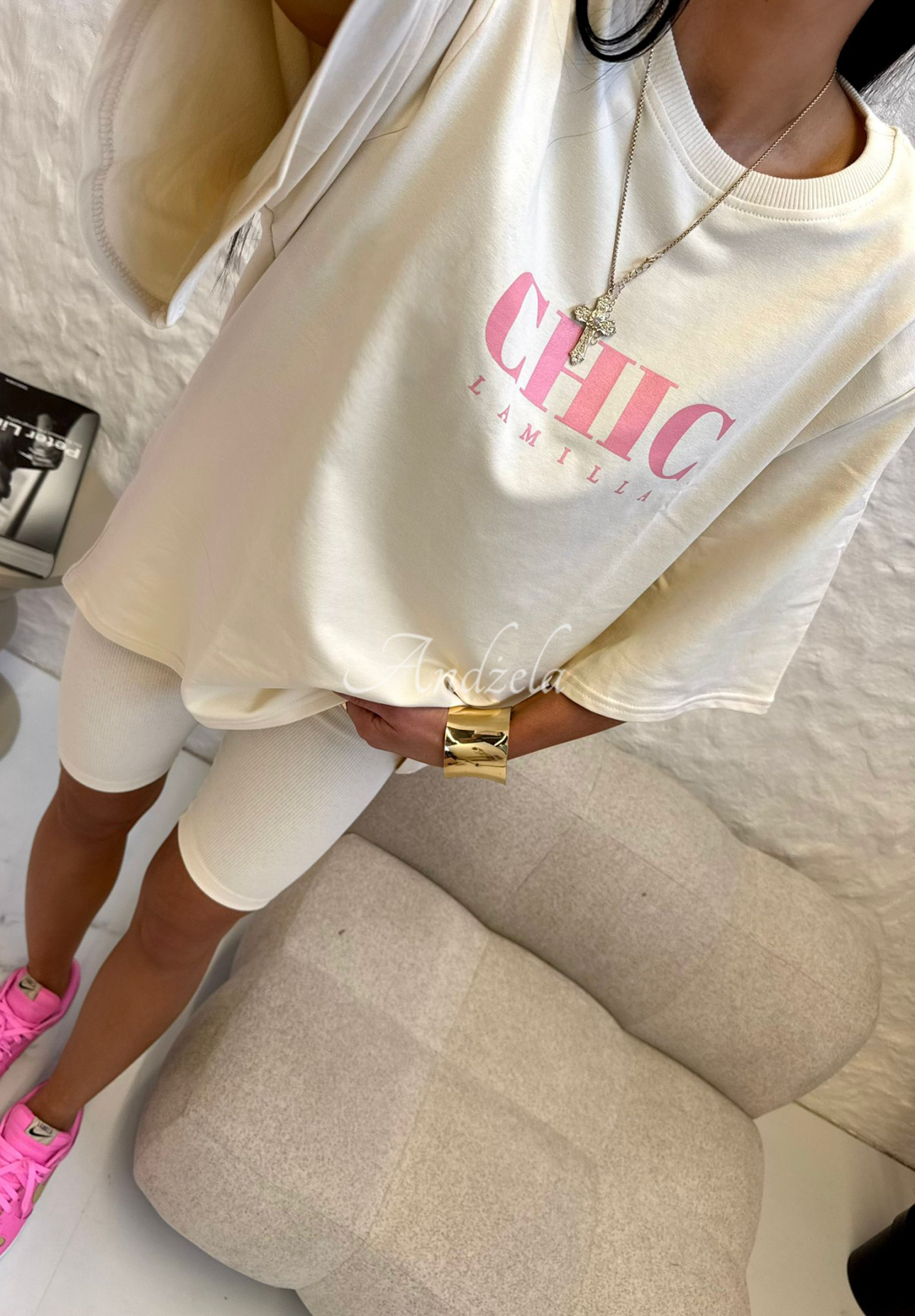 T-Shirt mit Print La Milla I Got Me  Vanillefarben