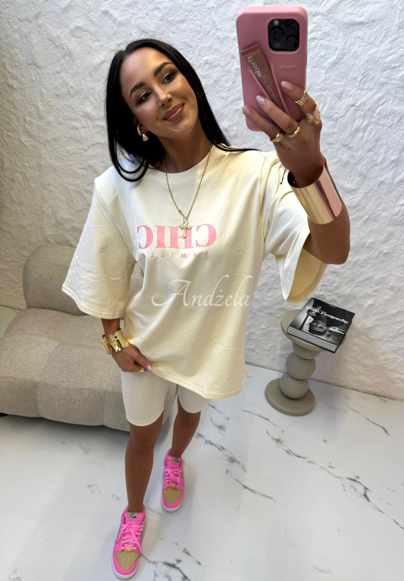 T-Shirt mit Print La Milla I Got Me  Vanillefarben