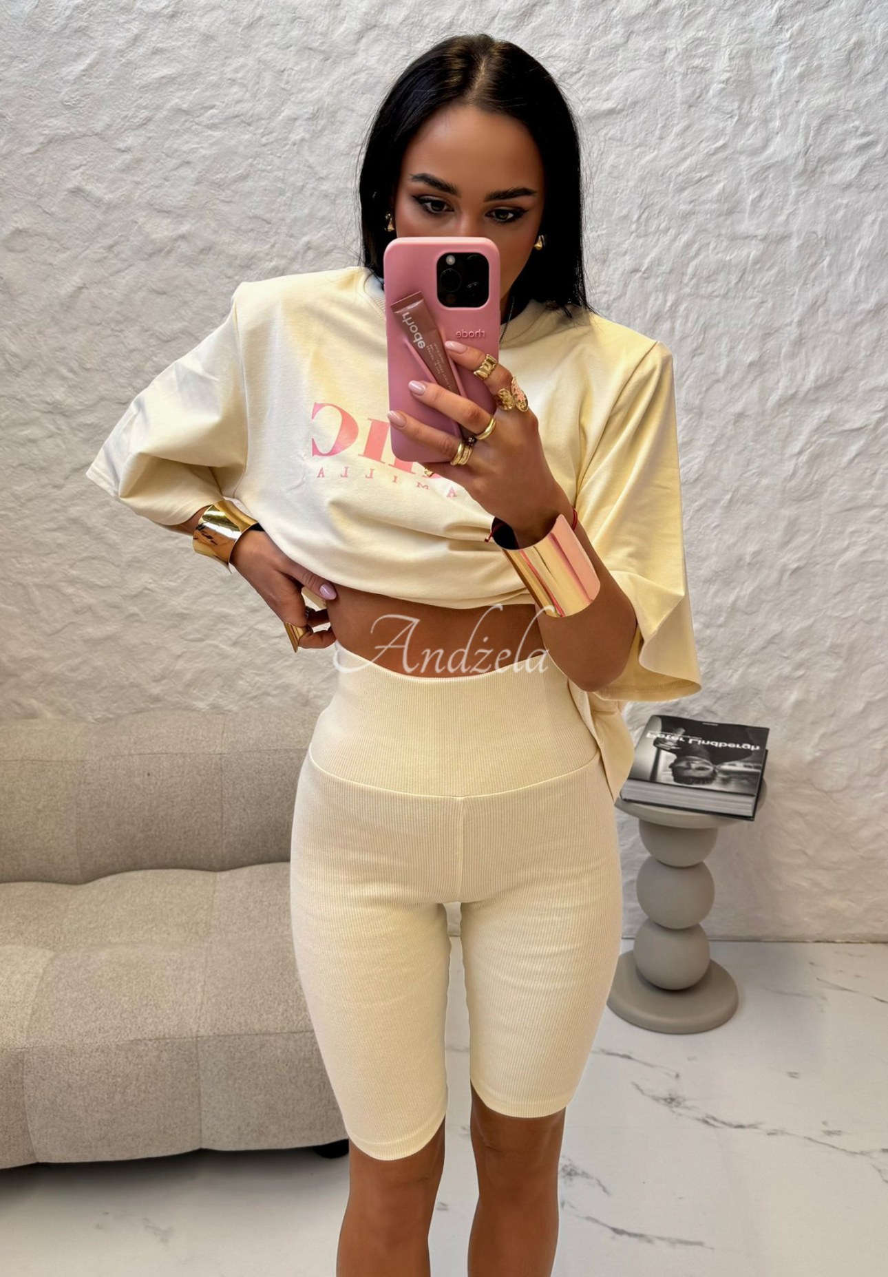 T-Shirt mit Print La Milla I Got Me  Vanillefarben