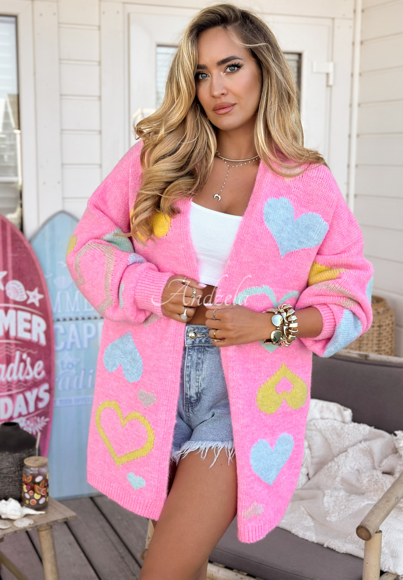 Cardigan with hearts Ever Romantic pink