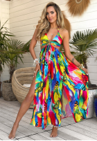 Wzorzysta Kleid maxi na ramiączkach Paradise Rainbow żółto-Grün