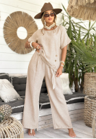 Bluse oversize z wiązaniem Time To Visit Hell Beige