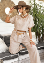 Bluse oversize z wiązaniem Time To Visit Hell Beige