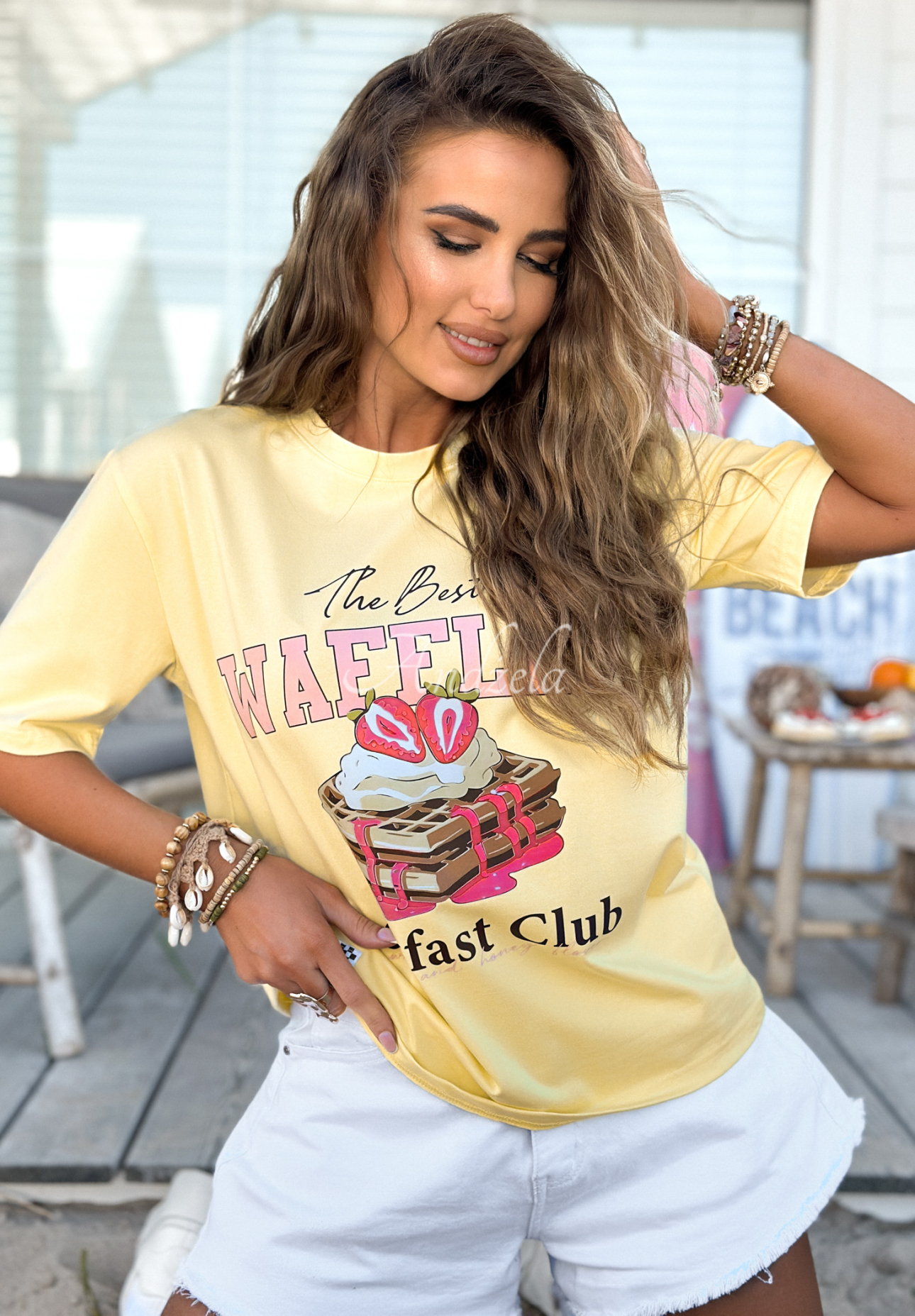 T-Shirt mit Print MC The Best Waffles Bananengelb