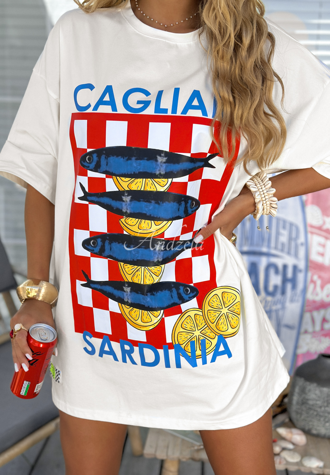 T-Shirt mit Print MC Sardinia Ecru