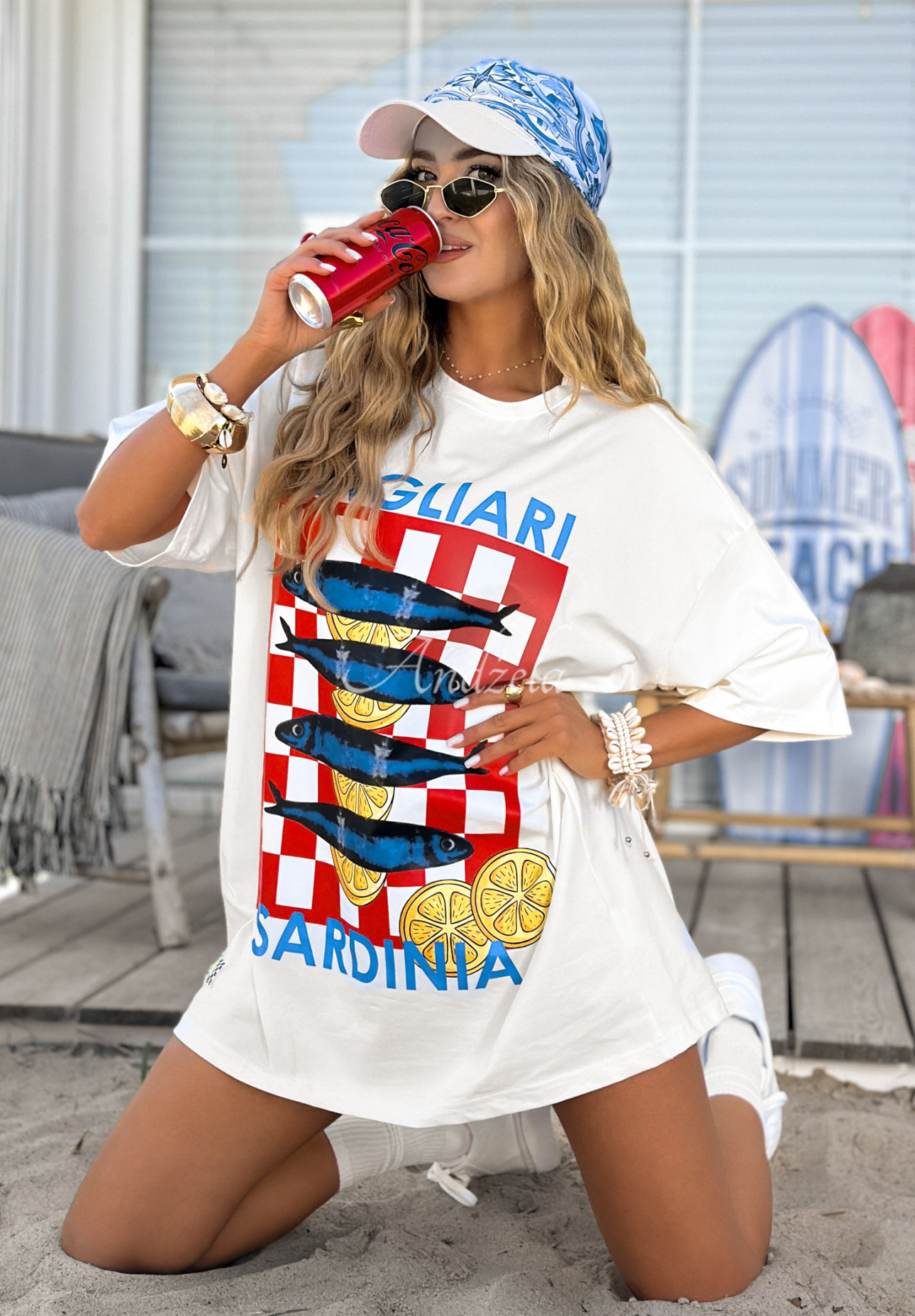 T-Shirt mit Print MC Sardinia Ecru