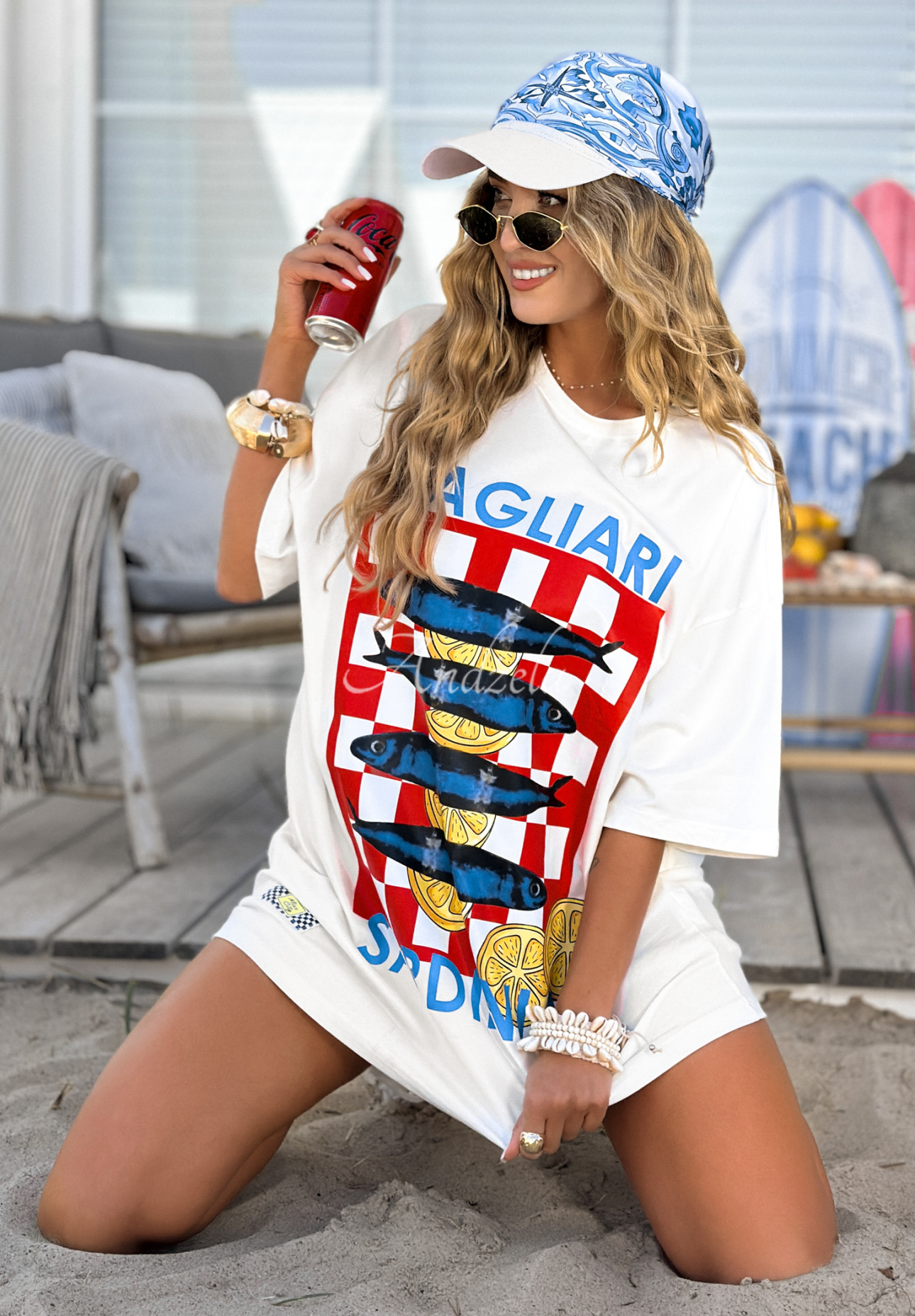 T-Shirt mit Print MC Sardinia Ecru