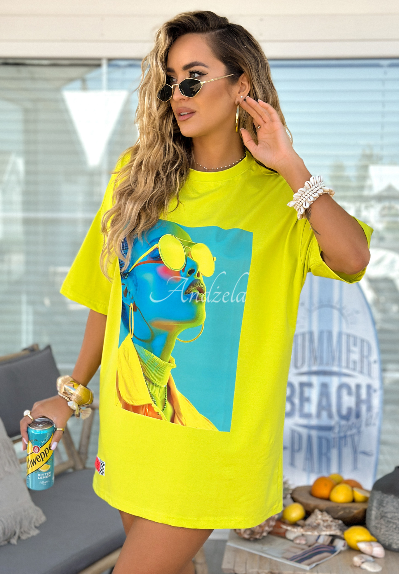 T-Shirt mit Print  MC Futuristic Limette