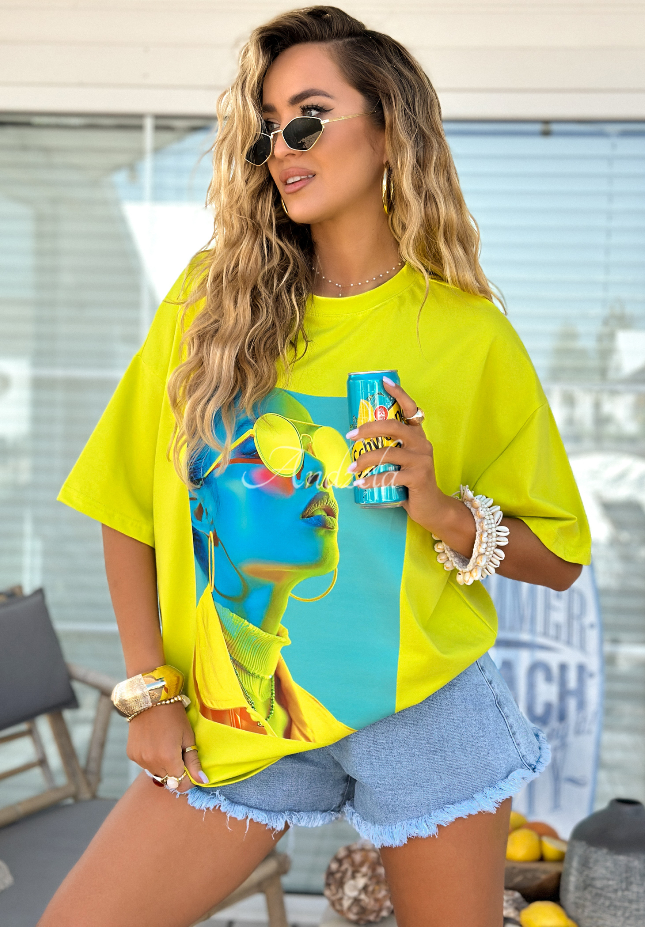 T-Shirt mit Print  MC Futuristic Limette