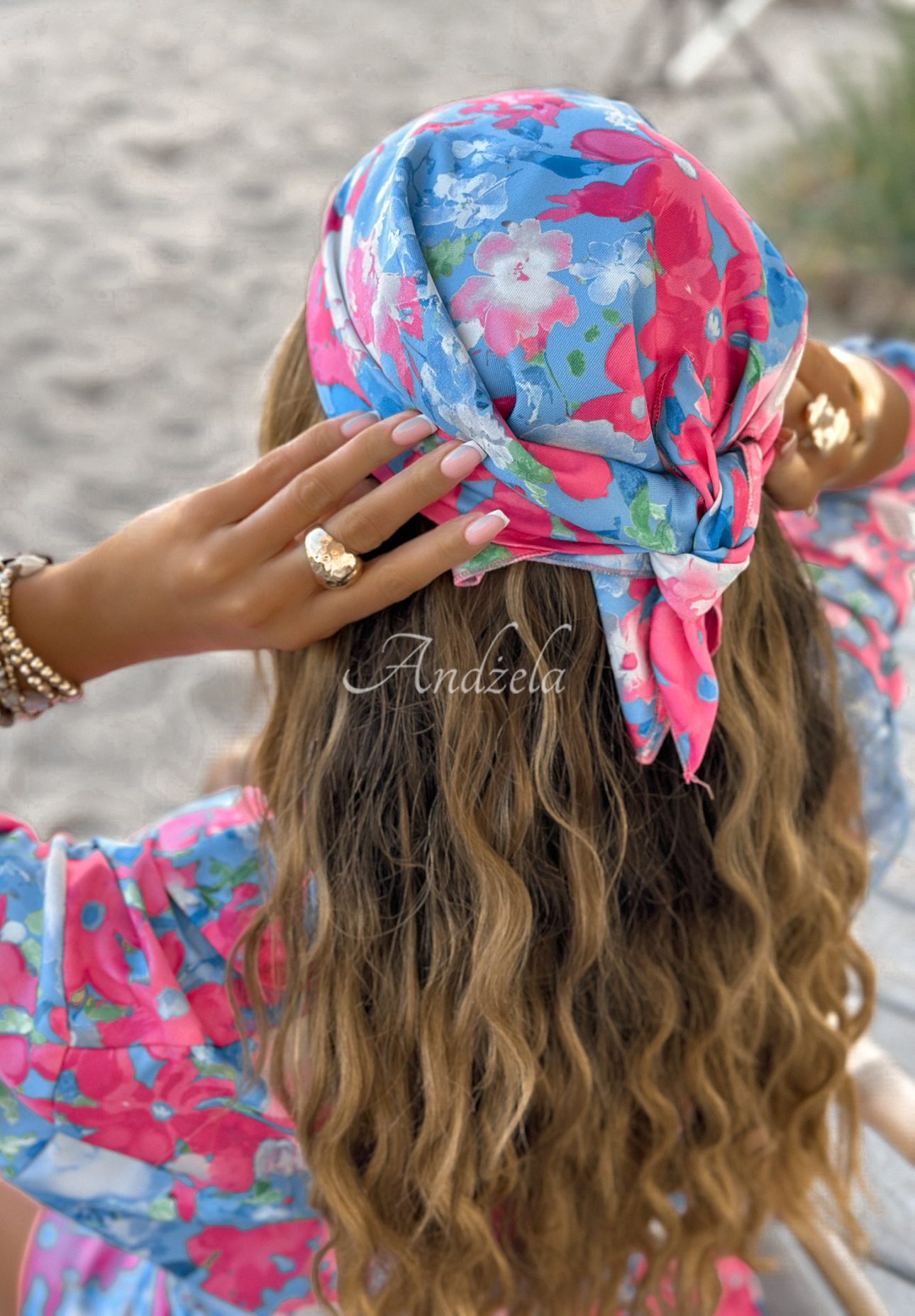 Gemustertes Set 3in1 Hemd, Shorts und Halstuch Wild Expressions blau-rosa