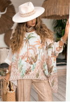 Bluse Mit Muster A Lot Of Palms Ecru