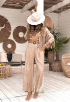 Wiskozowe Hose wide leg z paskiem The Horizon Beige