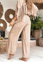 Wiskozowe Hose wide leg z paskiem The Horizon Beige