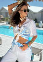 Wzorzysty Set Hemd i Hose wide leg Las Palmas biało-Blau