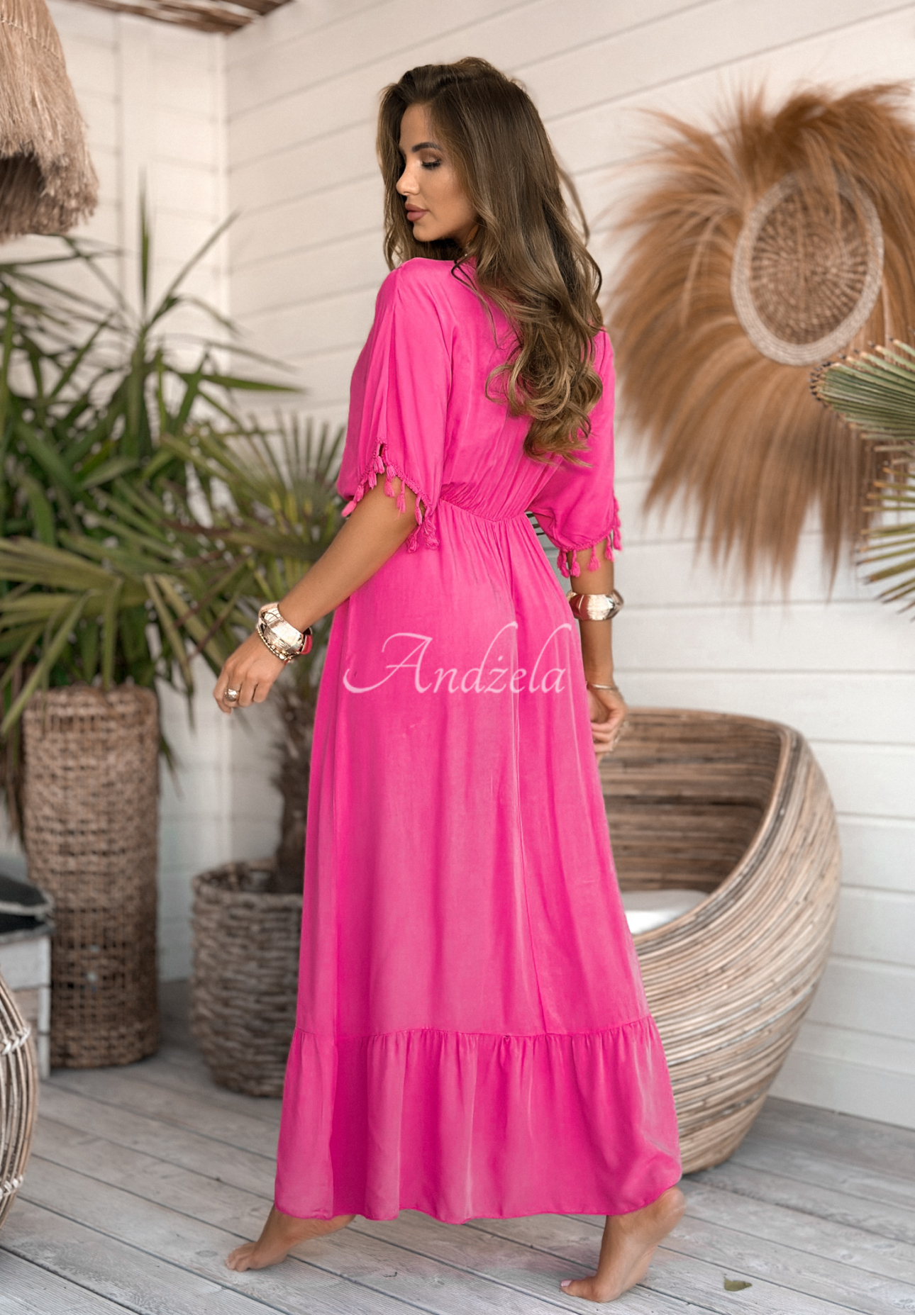 Viskosekleid maxi Rainbow Lakes Rosa