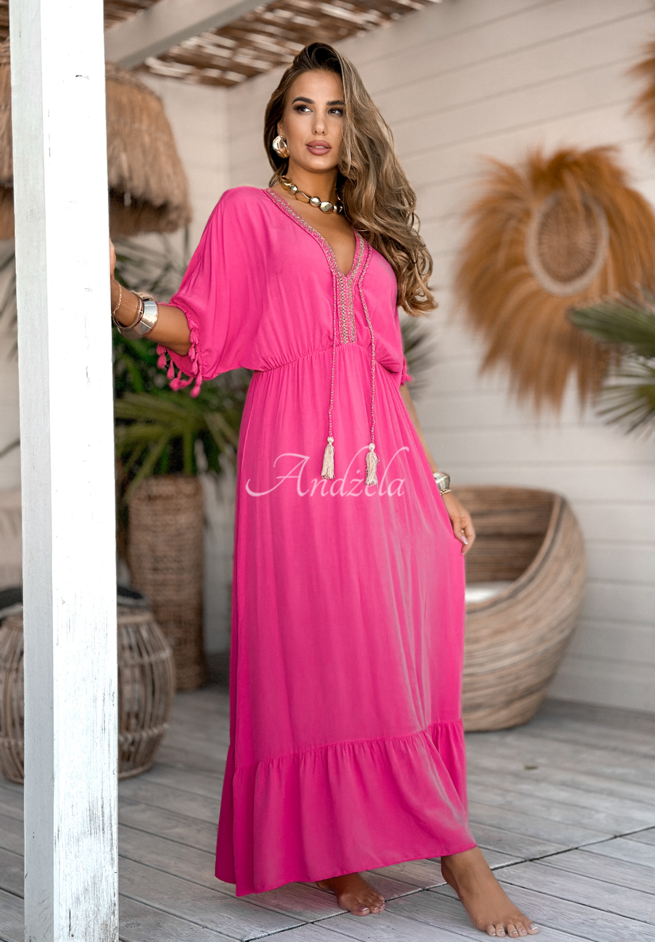 Viskosekleid maxi Rainbow Lakes Rosa