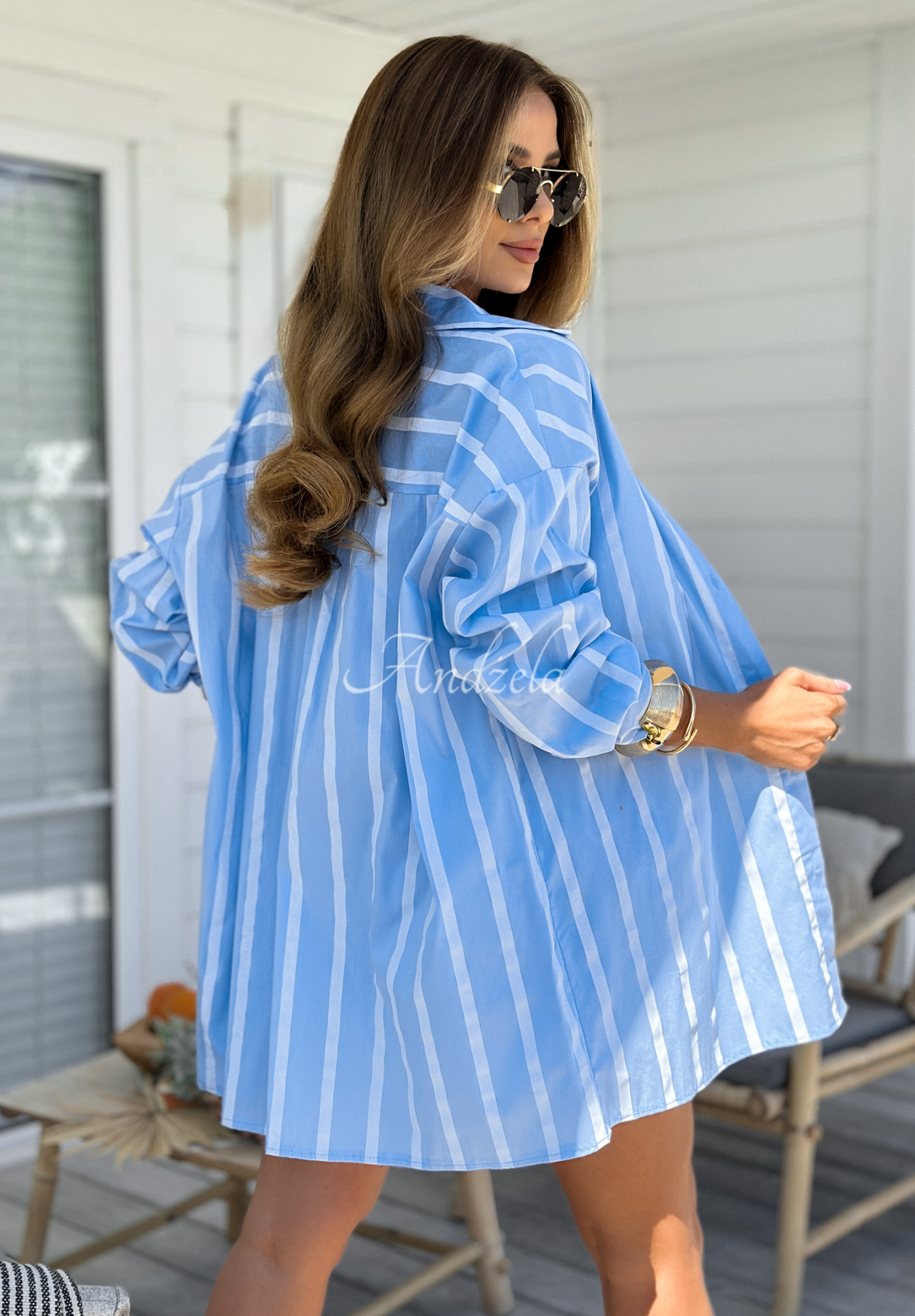 Set Hemd und Shorts mit Streifen Summer Stripes Himmelblau