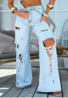 Hose Jeans wide leg z przetarciami Stunning Choice Hellblau