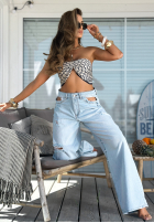 Spodnie jeansowe wide leg z wycięciami Divine Choice jasnoniebieskie