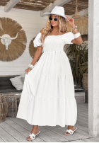 Kleid maxi z bufkami Summery Queen Weiß