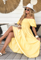 Kleid maxi z bufkami Summery Queen Bananengelb