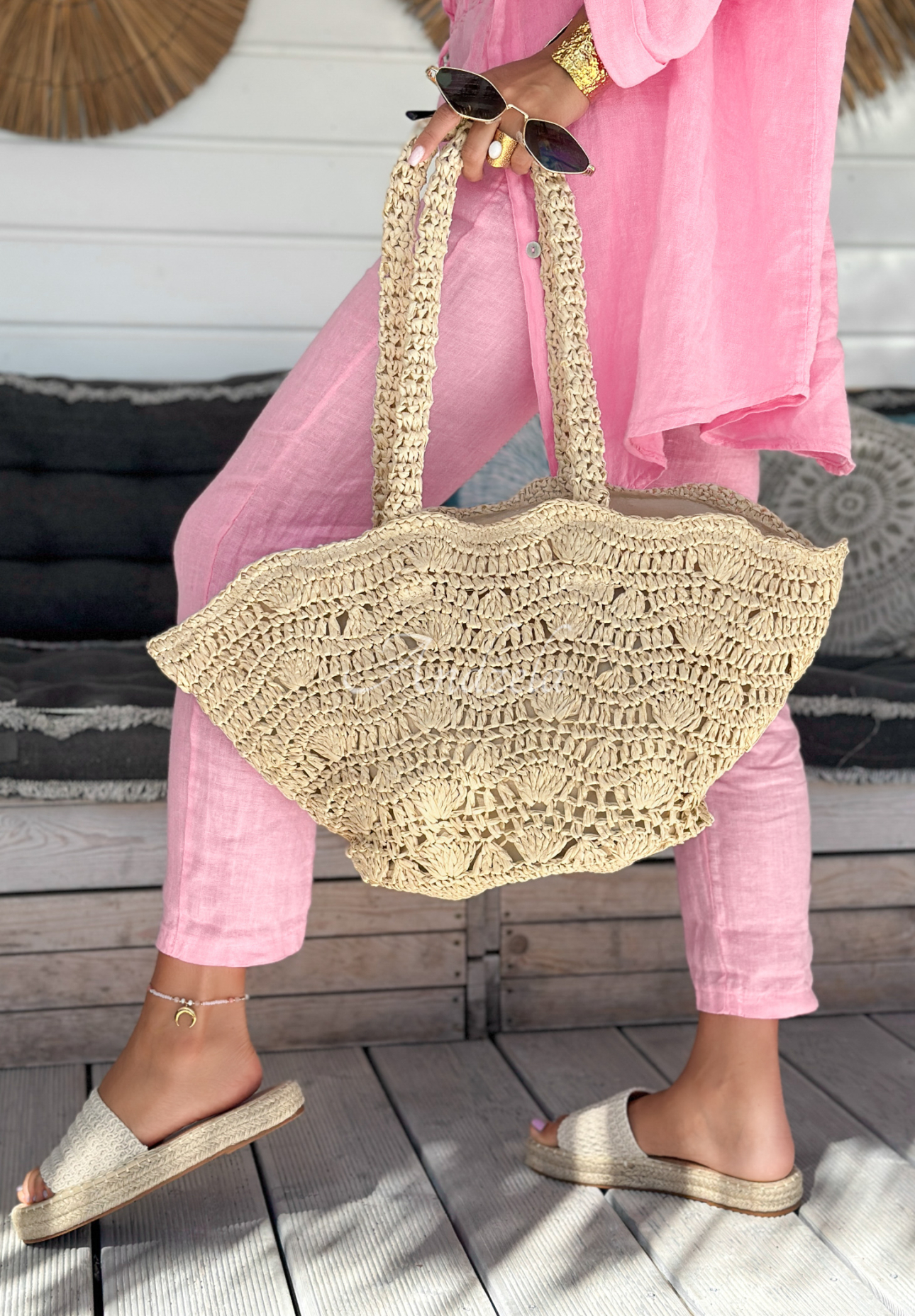 Gewebte Tasche In Summer Air Hell Beige