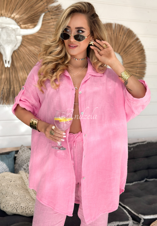 Leinenhemd Summery Essentials Rosa