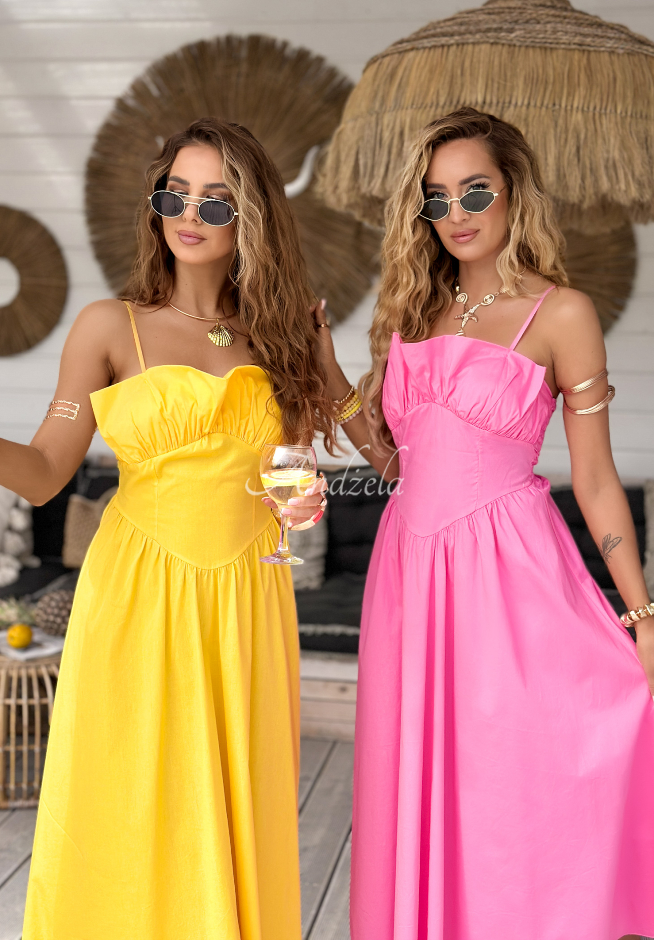 Midi-Kleid mit Trägern Summer Dates Rosa
