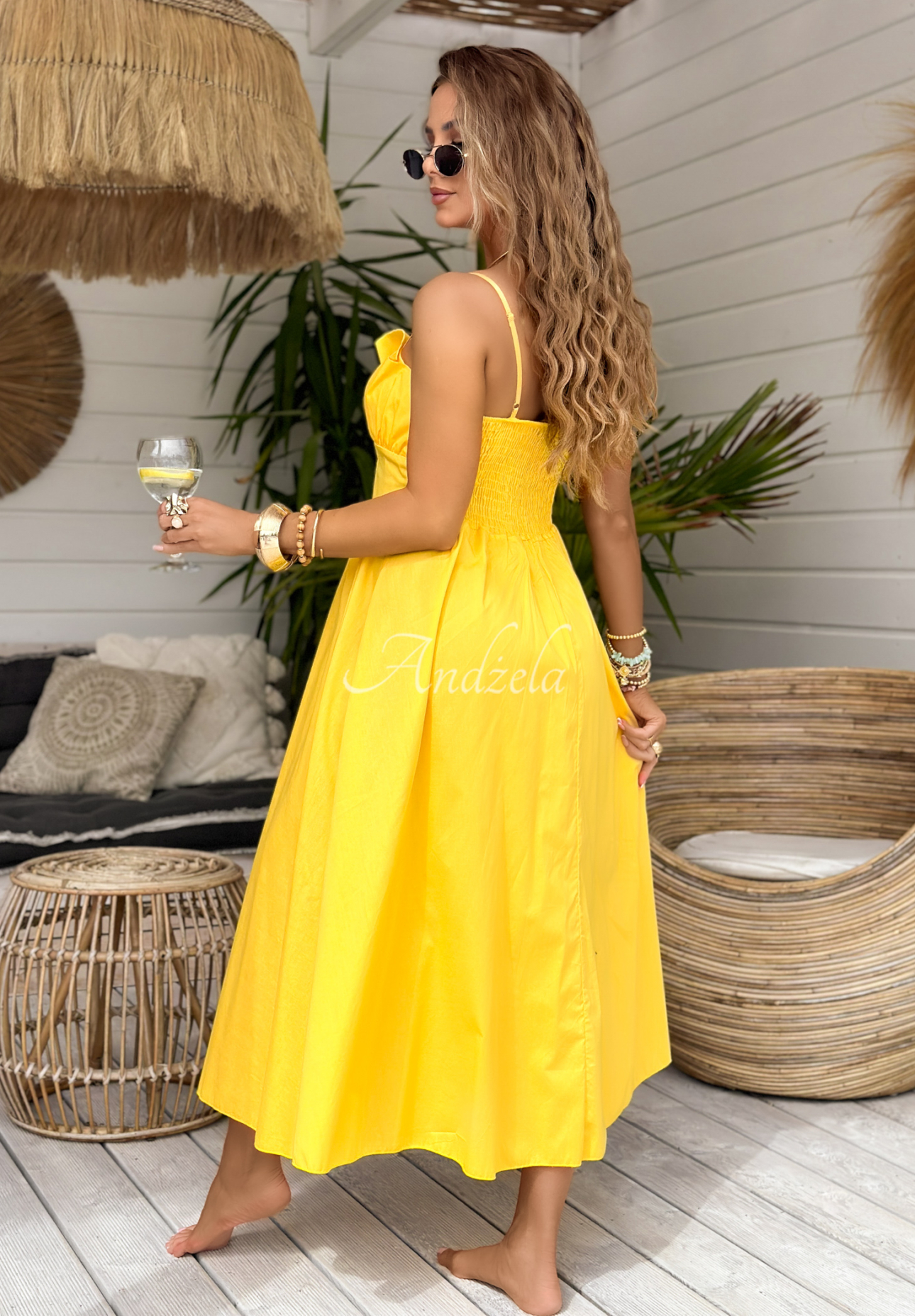 Midi-Kleid mit Trägern Summer Dates Gelb