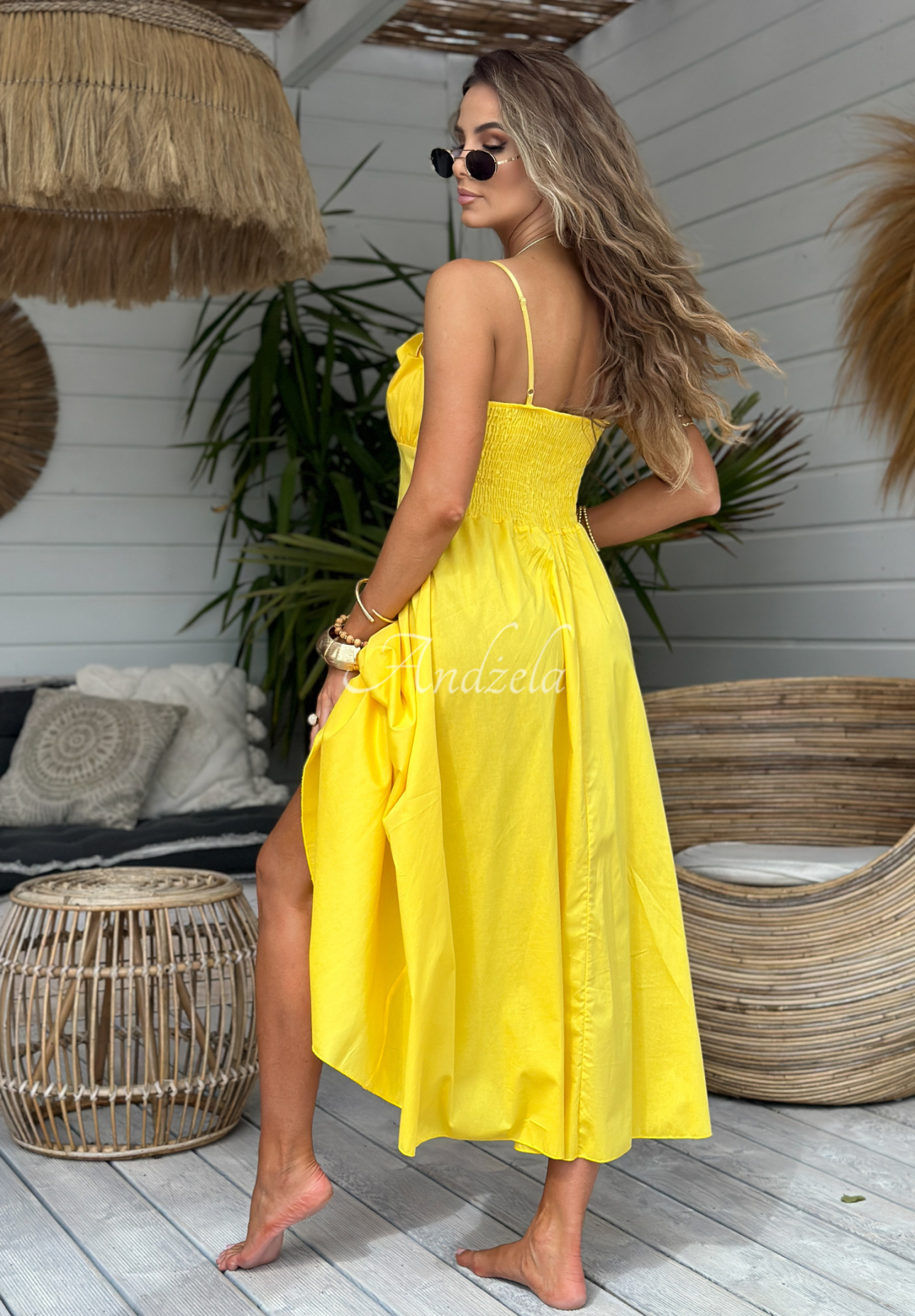 Midi-Kleid mit Trägern Summer Dates Gelb