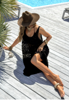 Ażurowa Kleid boho Samira Schwarz
