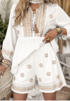 Krótkie spodenki z haftami boho Wonder Always Weiß