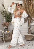Haftowane Hose boho Serene Beaches Weiß