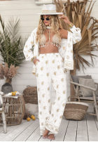 Haftowane spodnie boho Serene Beaches białe