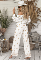 Haftowane Hose boho Serene Beaches Weiß