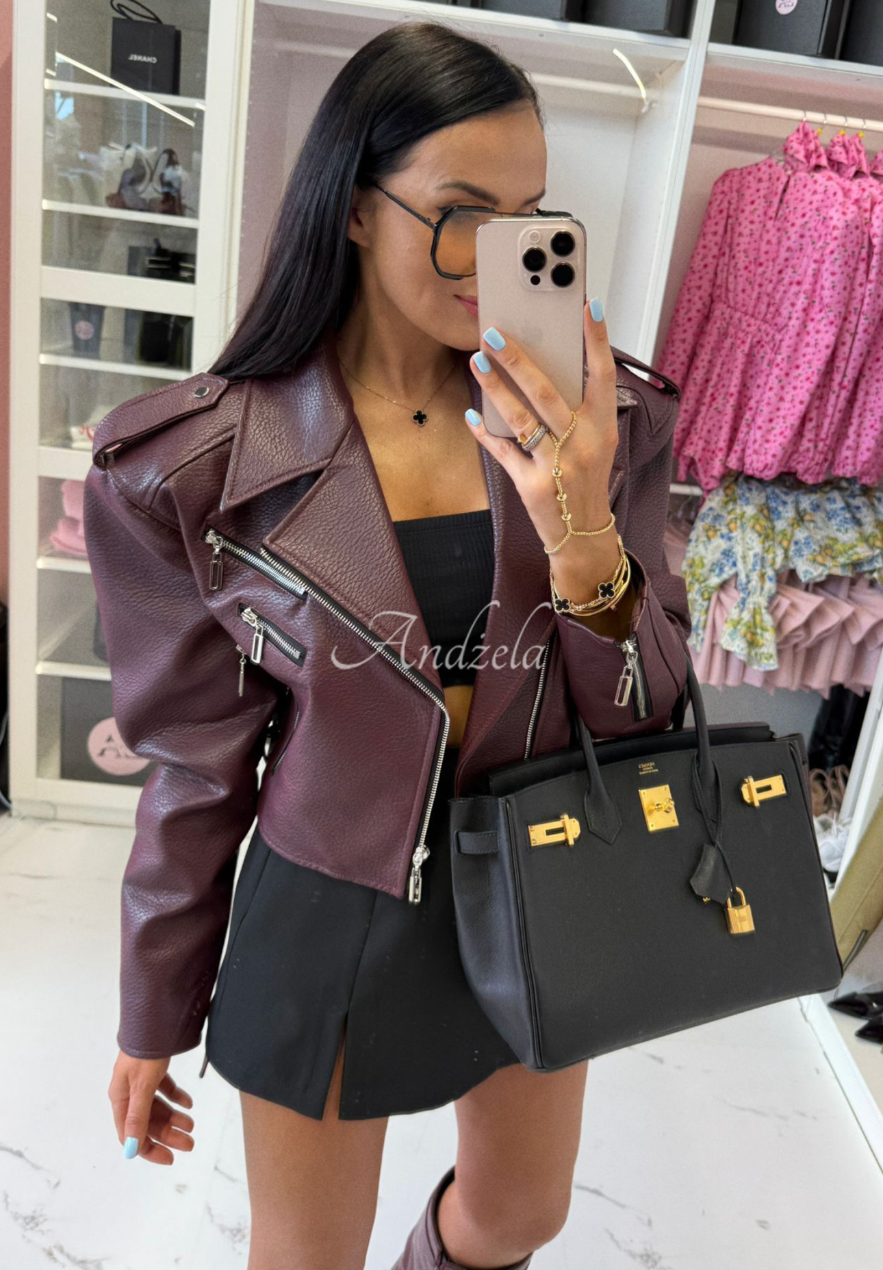 Leder-Bikerjacke La Milla Really Notice Weinrot