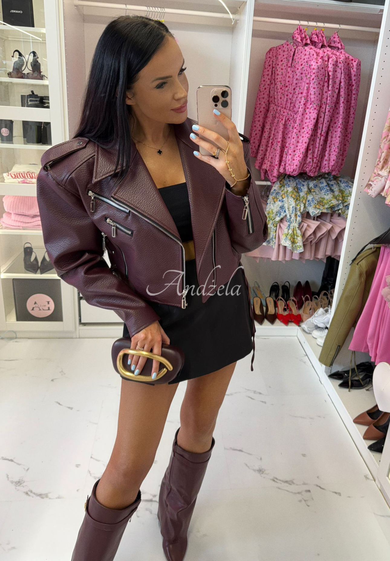 Leder-Bikerjacke La Milla Really Notice Weinrot