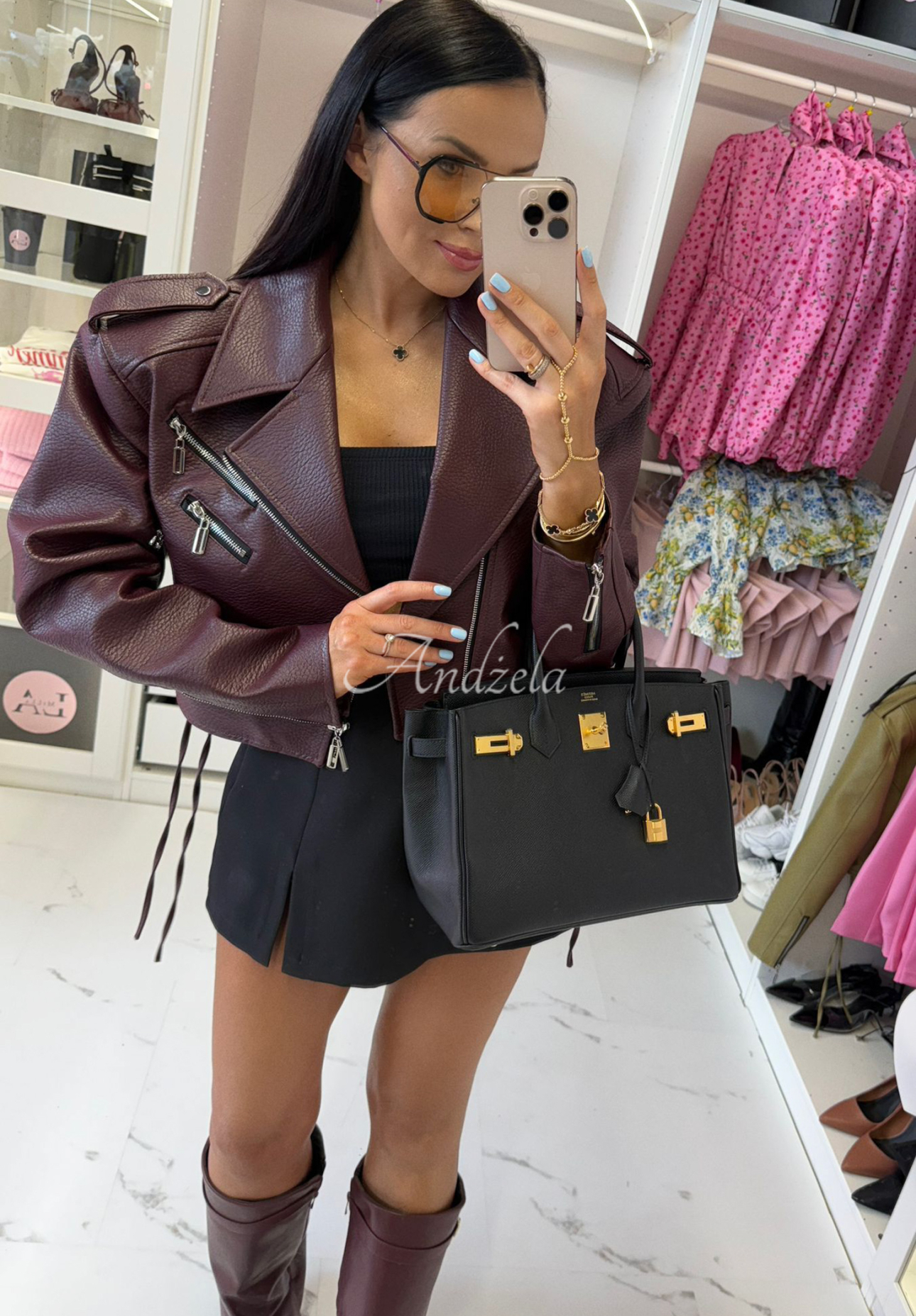 Leder-Bikerjacke La Milla Really Notice Weinrot