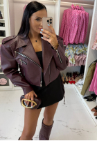 Skórzana Bikerjacke La Milla Really Notice bordowa