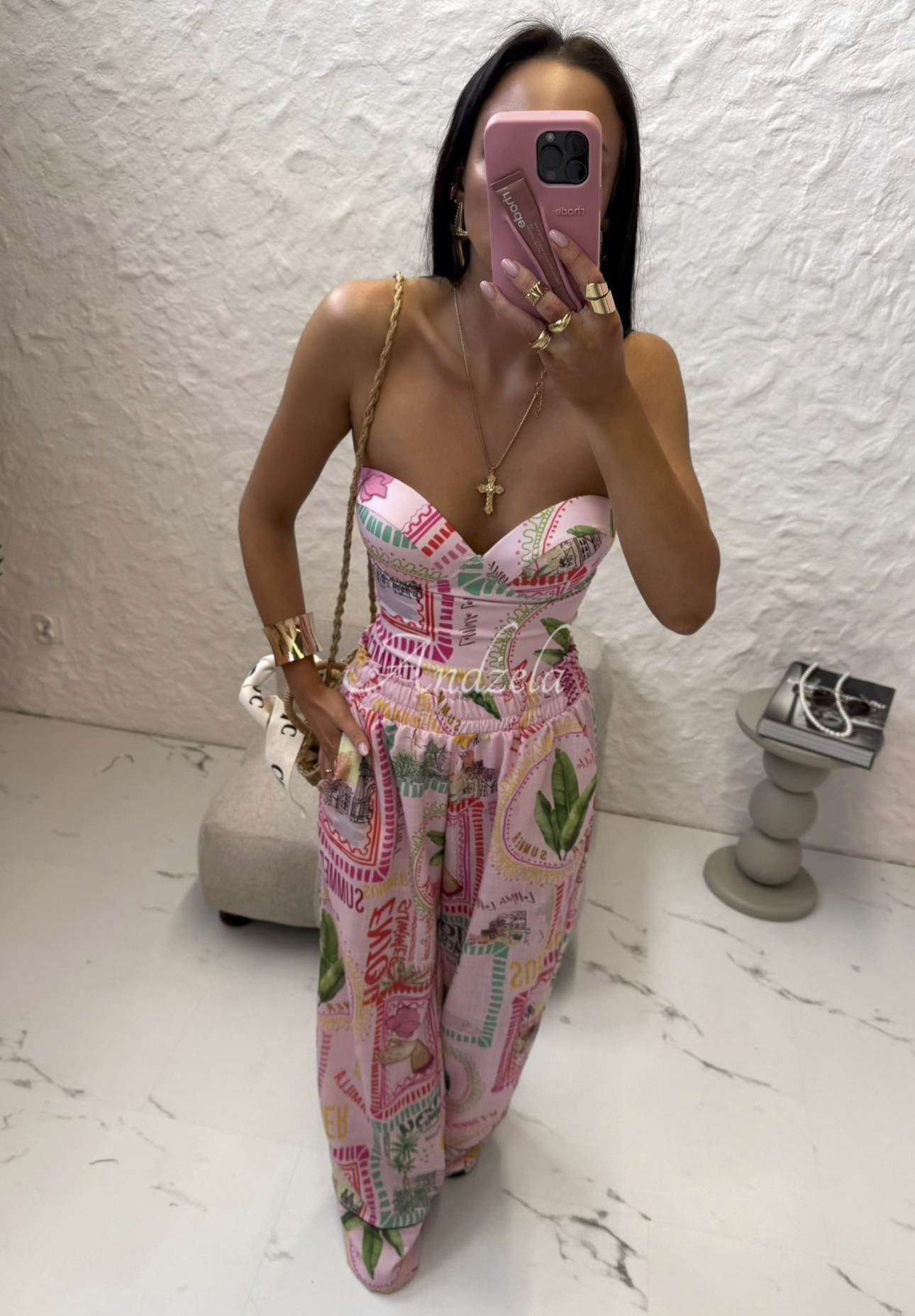 La Milla Sunbathing Today patterned swimsuit body pink