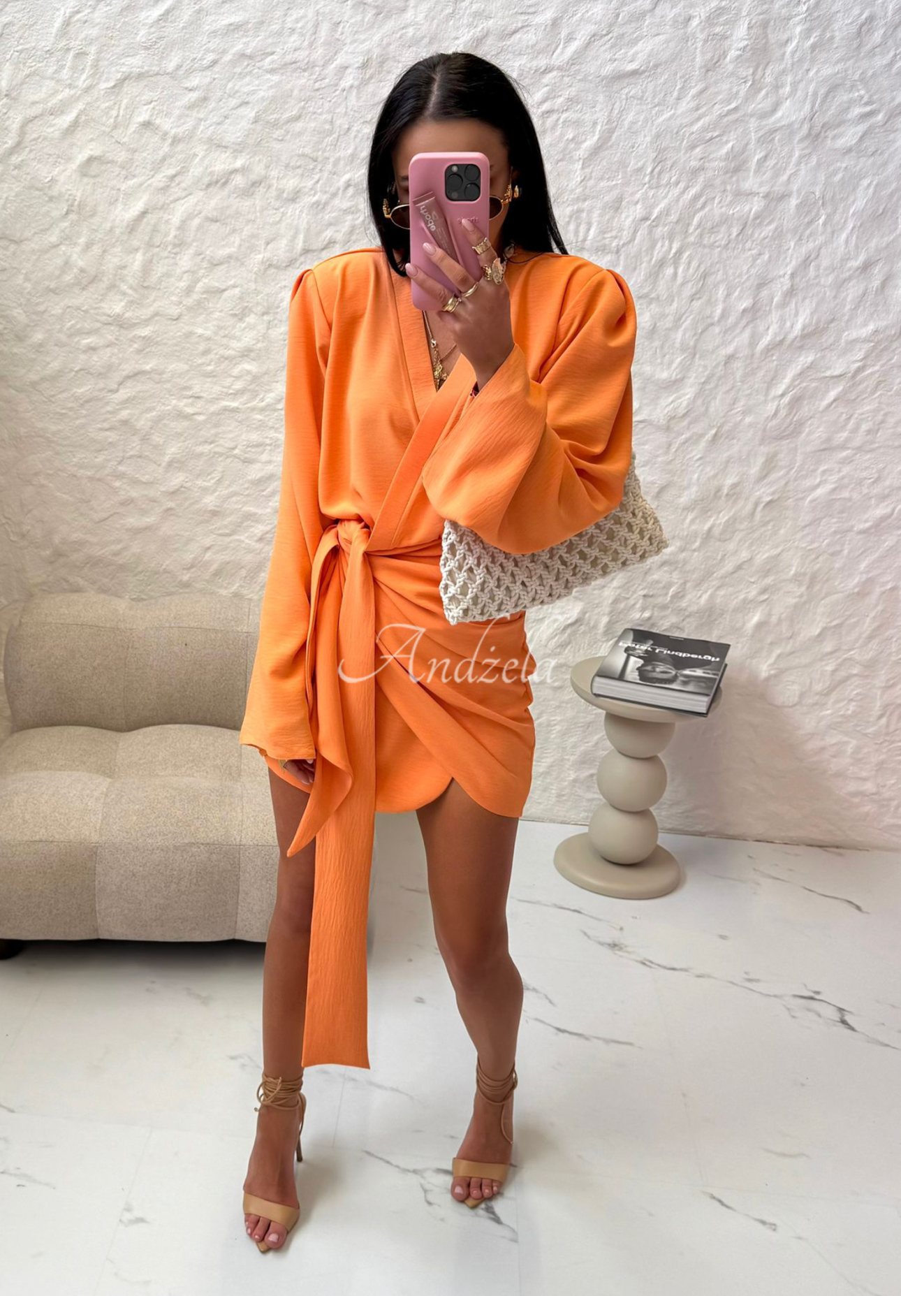 Viskosekleid mit Gürtel La Milla Don&#039;t Waste Time Orange